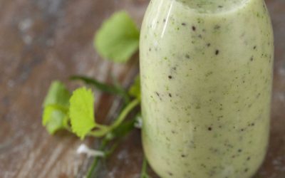 Recept på grön smoothie med grönkål, avokado och kiwi.